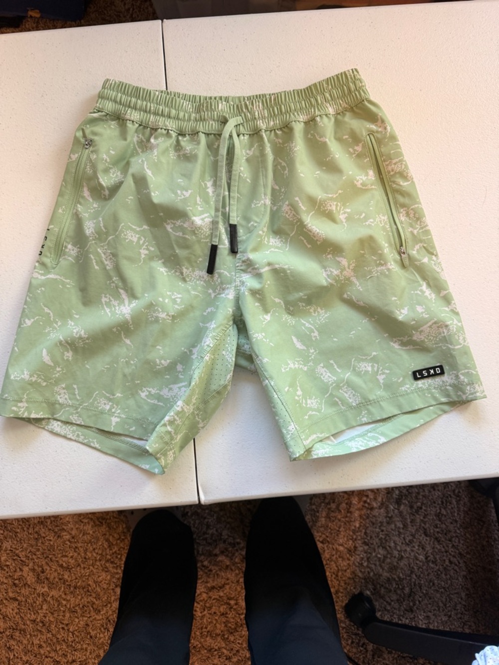 LSKD Mint Green Athletic Shorts with Drawstring